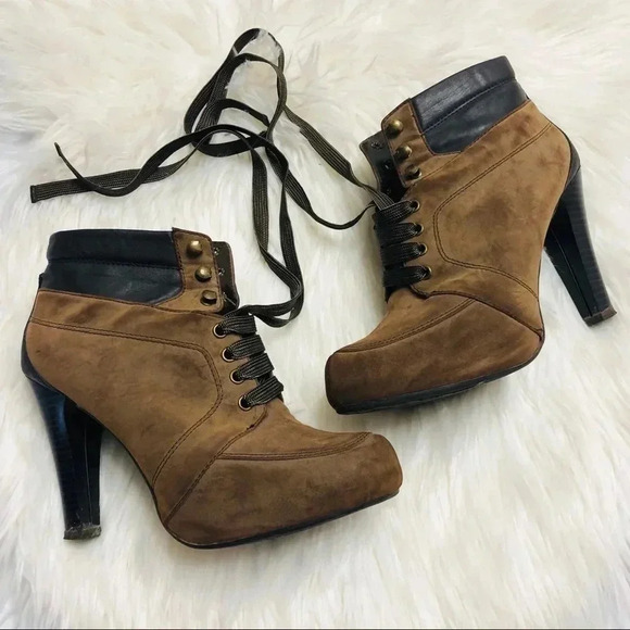 N by Nicole Miller Brown Lace Up Ankle Boots 8.5 M - Picture 1 of 8